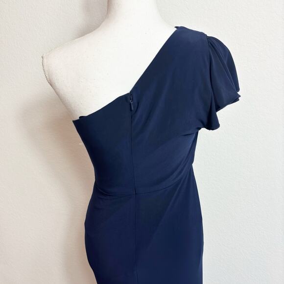 MAC DUGGAL DRAPED ONE-SHOULDER JERSEY GOWN IN COLOR MIDNIGHT SIZE 0 NEW - Picture 7 of 11